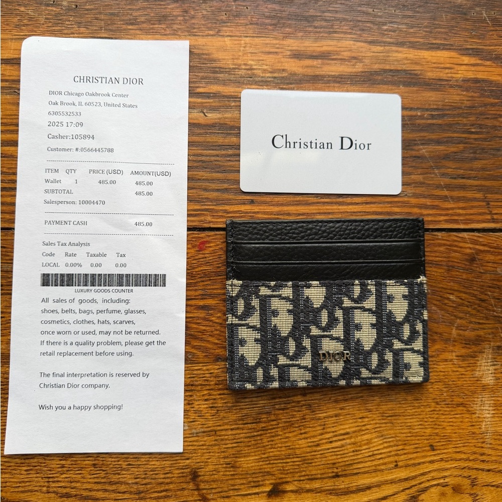 Dior Men’s Black and Beige Monogram Card Holder